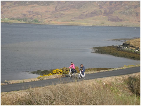 Cyclists on the Great Western Greenway near Achill
